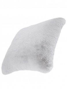 Мека пухена възглавница с къс косъм в сив цвят-1