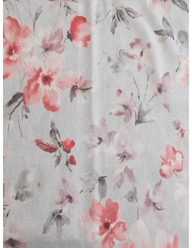 Плат за завеса с кичести цветя в прасковен и пепел от рози цвят-3