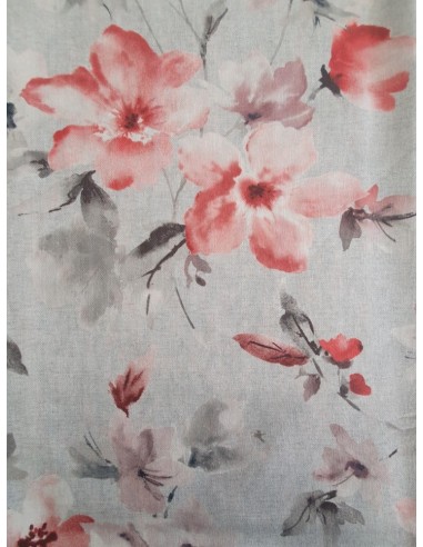 Плат за завеса с кичести цветя в прасковен и пепел от рози цвят-2