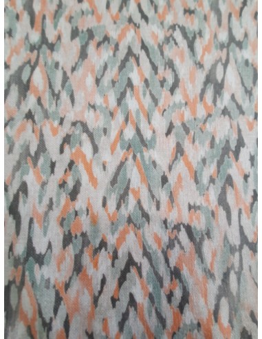 Плътна материя с принт на зиг заг в тюркоазен и оранжев цвят-2