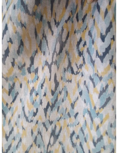 Плат за плътна завеса с шарка зиг заг в жълто и синьо-2