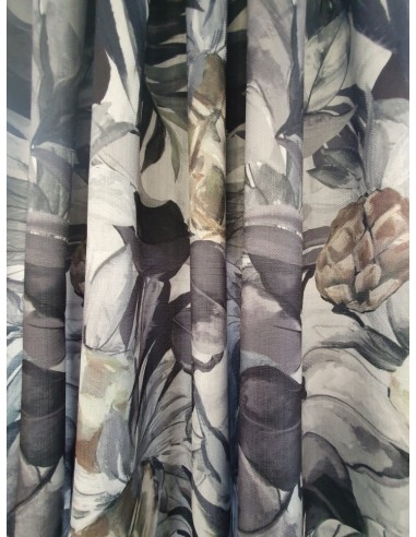 Плат за плътна завеса в тропически десен в сивата гама-2