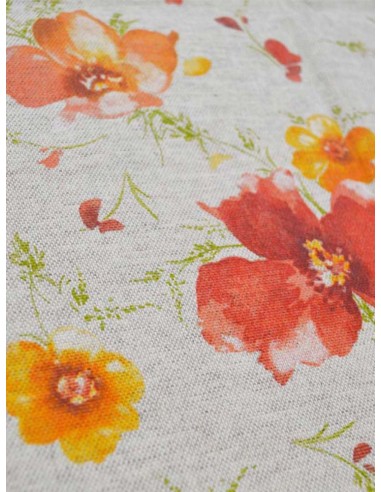 Непромокаема покривка за маса с оранжеви и цълти цветя-2