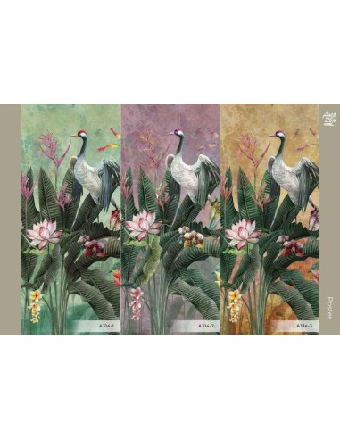 Фототапет ADAWALL AMAZON POSTER с жерави и палмови листа-3