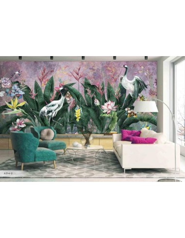Фототапет ADAWALL AMAZON POSTER с жерави и палмови листа-2