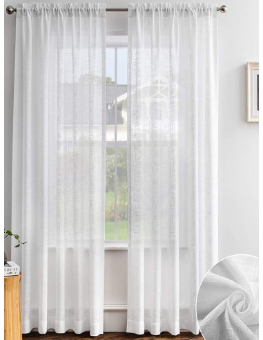 Едноцветни платове за тънки ленени пердета в слонова кост-2