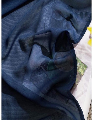 Готово едноцветно воалено перде в тъмно син цвят 6x2.50м.-2