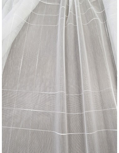 Плат за тънко перде с вертикални и хоризонтални чертички в екрю-2