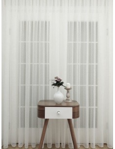 Платове за тънки пердета на точки в бял цвят-1