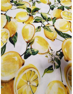 Плат за плътно перде с шарка от ярки жълти лимони-1