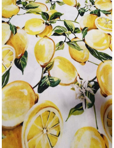 Плат за плътно перде с шарка от ярки жълти лимони-1