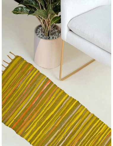 Памучен килим на райе в жълто и оранж 60x120см.-1