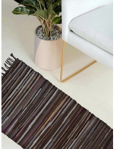 Памучен килим на райе в карамелено бежов цвят 60x120см.-1