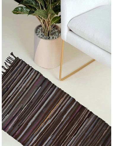 Памучен килим на райе в карамелено бежов цвят 60x120см.-1