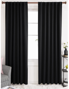 Готова плътна мека завеса в черен цвят-1