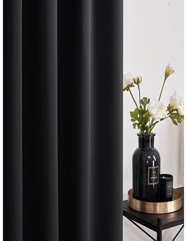 Готова плътна мека завеса в черен цвят-2