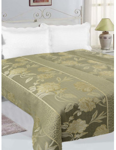 Стилно покривало за легло в маслено зелен цвят и цветя 220x240см.-1