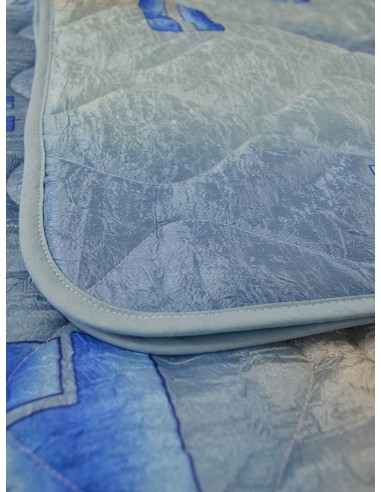 Капитонирано шалте от креширана материя в сини нюанси 215x240см.-2