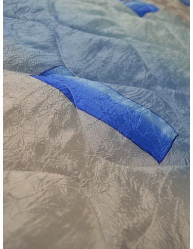 Капитонирано шалте от креширана материя в сини нюанси 215x240см.-3