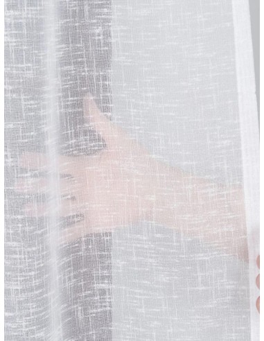 Изчистена прозрачна материя за перде в мек бял цвят-5