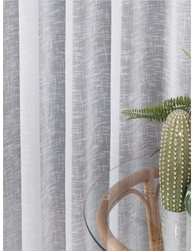 Изчистена прозрачна материя за перде в мек бял цвят-3