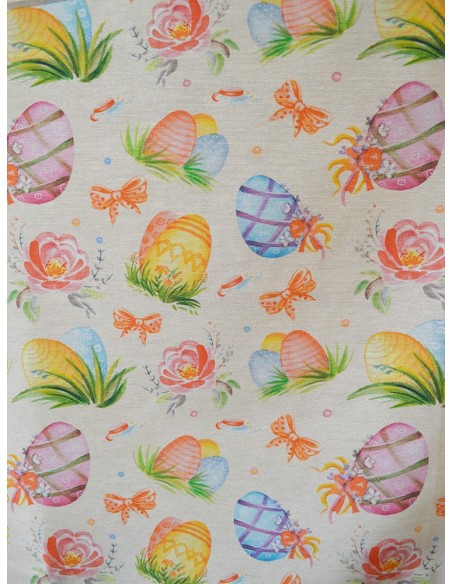 Великденски тишлайфер за маса с великденски яйца и пролетни цветя 40x135см.-2