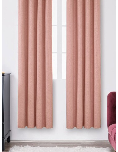 Плътна завеса с ленена структура в розов нюанс-2