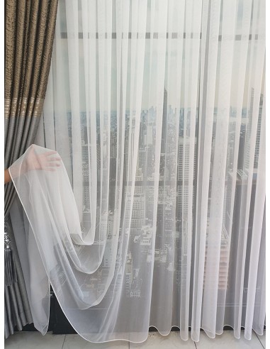 Прозрачна органза бамбук в екрю цвят-2