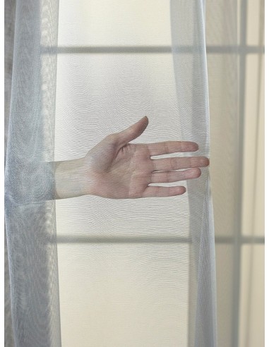 Фин плат с блясък от органза в сив цвят-5