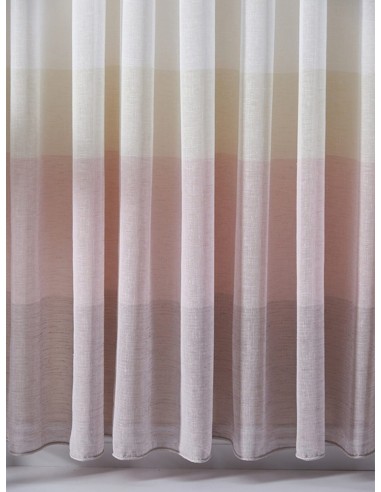 Перде от ленена структура с бордюр в няколко нюанса на розово-2