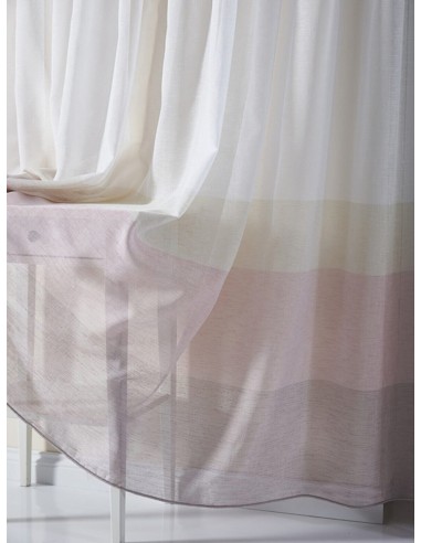 Перде от ленена структура с бордюр в няколко нюанса на розово-4