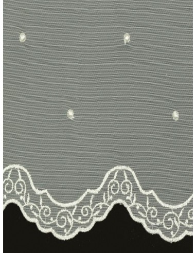 Тънко фино перде с релефни точки в бял нюанс-2
