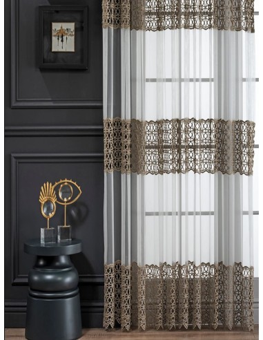 Луксозна органза бродерия в цвят капучино-2