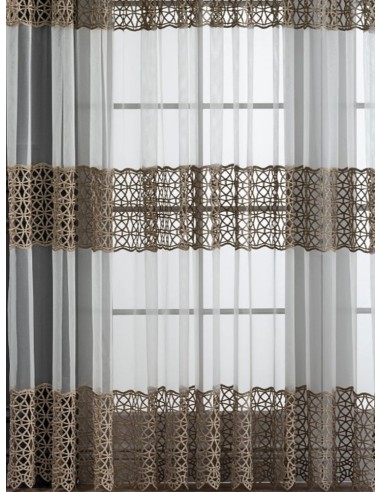 Луксозна органза бродерия в цвят капучино-3