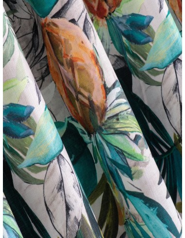 Плат за плътна завеса с тропически десен в зеленикава гама-4