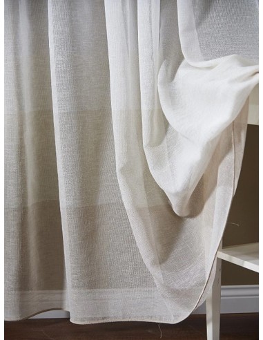 Ленено перде с бордюр от три цвята в бежов нюанс-3