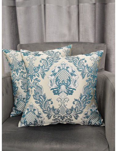 Комплект декоративни възглавници с бароков дизайн в син и сив нюанс-1