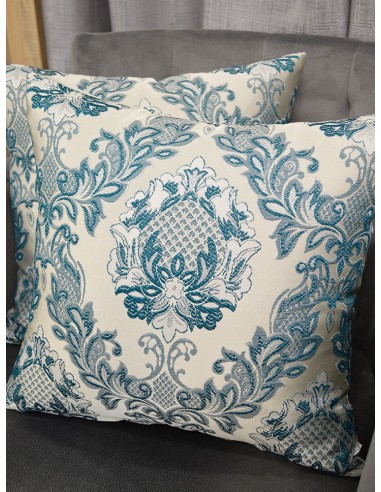 Комплект декоративни възглавници с бароков дизайн в син и сив нюанс-2