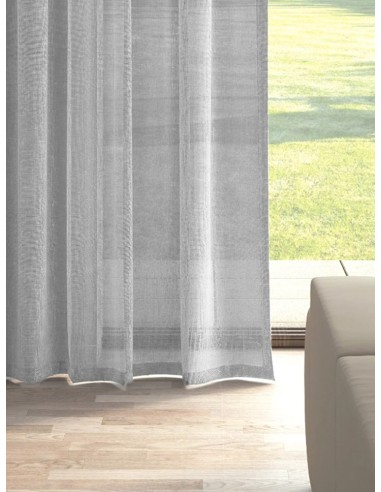 Тънко ленено перде в светло сив цвят-2