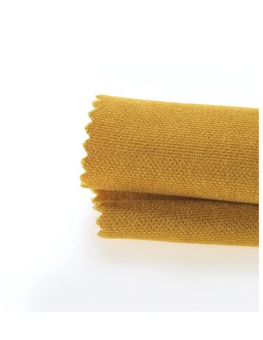 Плътна мека завеса в цвят горчица с ненатрапчива структура-2