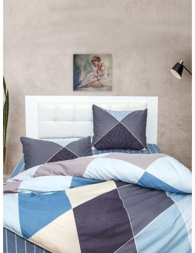 Спален комплект от памучен сатен Квадрати-2