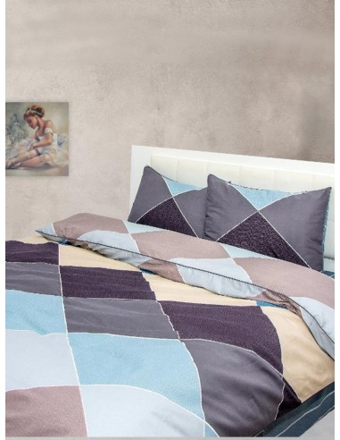 Спален комплект от памучен сатен Квадрати-3