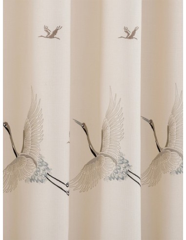 Плътна завеса с птици в цвят екрю-3