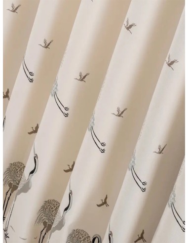 Плътна завеса с птици в цвят екрю-4