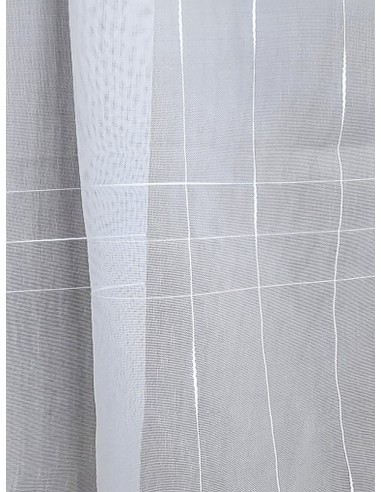 Готово перде от бяла органза с кремави чертички 6x2.50м.-2