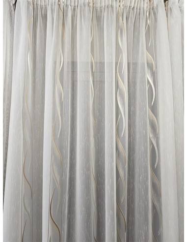 Готово перде с вълнообразна шарка в бежов цвят 6.00x2.50м.