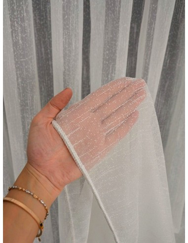 Готово тънко перде с бели нишки 6x2.50м.-2