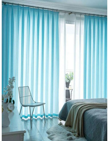 Готово перде от воал в морско син цвят 5.25x2.50м.