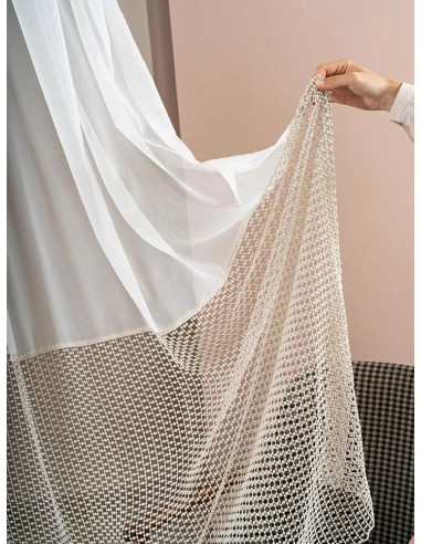 Перде с нежна плетка в капучино