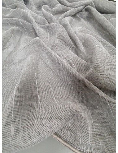 Готово тънко перде с ленена структура в сив нюанс 6.50x2.50м.-2